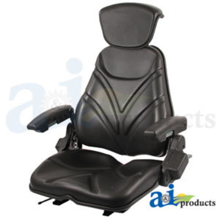 A & I PRODUCTS Seat, F20 Series, Slide Track / Armrest / Headrest / Black Vinyl 22" x22" x14" A-F20ST105